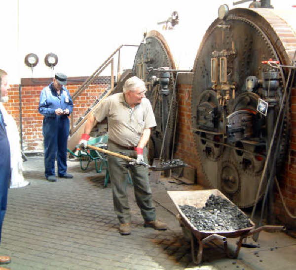 Brian stoking the boiler