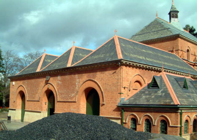 View of the refurbished boiler house side of the station.