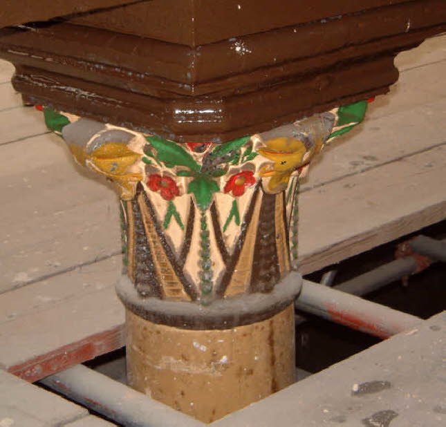 The capital at the top of one of the pillars that hold up the boiler house roof