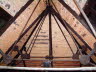 The roof trusses holding up the roof of the boiler house