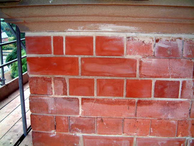 A view of replaced brickwork