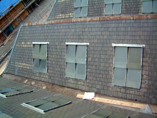 Close-up of boiler house roof